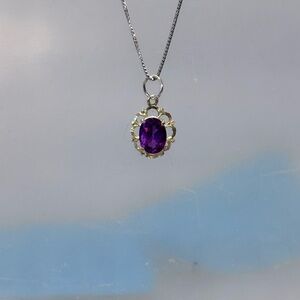 Elegant 14k yellow gold Purple sapphire Pendant.  Beautiful